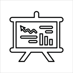 Business report, financial chart outline icon.