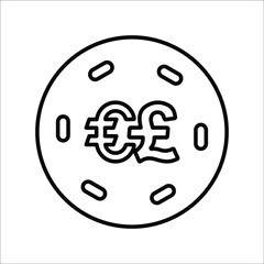 Currency symbols, dollar, euro line icon. Outline vector.