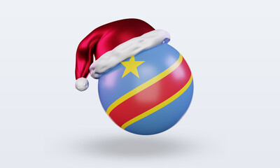 Obraz premium 3d santa claus cap Democratic Congo flag rendering front view