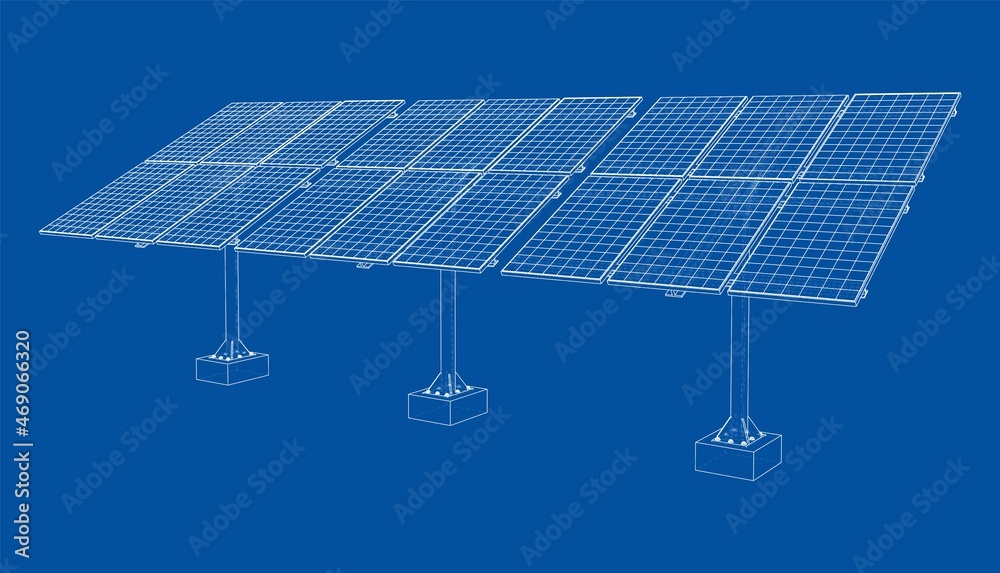 Poster Solar Panel Concept. Vector rendering of 3d