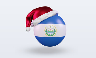 Obraz premium 3d santa claus cap El Salvador flag rendering front view