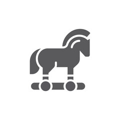 Trojan horse black vector icon. Computer virus or malware symbol.