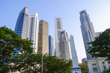 Fototapeta na wymiar Skyline city in business district in Singapore