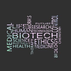 Biotech words cloud. Concept of medicine and technology