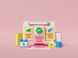 3D illustration business data analyze. Company growth and direction.