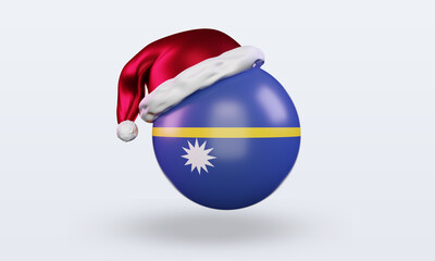 Obraz premium 3d santa claus cap Nauru flag rendering front view