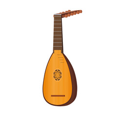 Lute musical instrument isolated on white background.Vector.