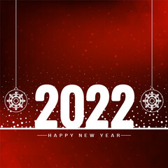 Red color Happy New year 2022 greeting calendar background