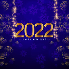 Golden text Happy New year 2022 decorative blue calendar background