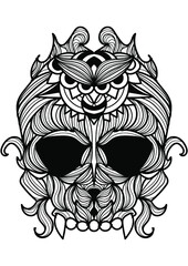 black and white flower skull