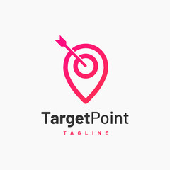 Target Point logo design, Pin Point Location with Target and Dart logo design