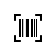 Barcode icon. Black bar code pictogram for designation. Barcode raster symbol isolated on white background.