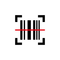 Barcode icon. Black bar code pictogram for designation. Barcode raster symbol isolated on white background.