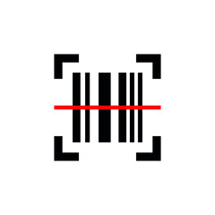 Barcode icon. Black bar code pictogram for designation. Barcode vector symbol isolated on white background.