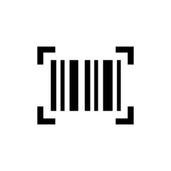 Barcode icon. Black bar code pictogram for designation. Barcode raster symbol isolated on white background.