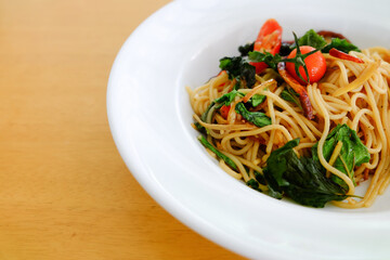 spaghetti spicy drunken, spicy stir fried noodle