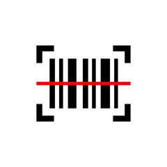 Barcode icon. Black bar code pictogram for designation. Barcode raster symbol isolated on white background.