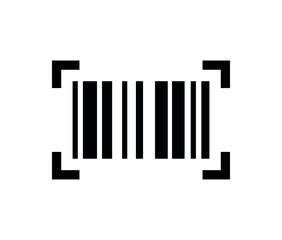 Barcode icon. Black bar code pictogram for designation. Barcode vector symbol isolated on white background.