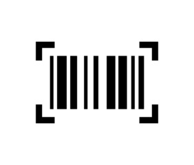 Barcode icon. Black bar code pictogram for designation. Barcode raster symbol isolated on white background.