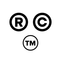Trademark symbols set. Trademark legal protection mark, letter 