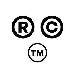Trademark symbols set. Trademark legal protection mark, letter 