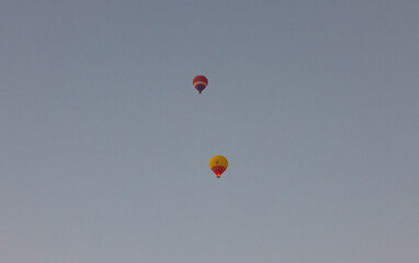 Tourists take the balloon ride over the Arabian desert in the Emirate of Dubai. 