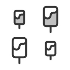 Pixel-perfect linear icon of ice cream built on two base grids of 32 x 32 and 24 x 24 pixels. The initial base line weight is 2 pixels. In two-color and one-color versions. Editable strokes