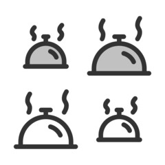 Pixel-perfect linear icon of dish with lid built on two base grids of 32 x 32 and 24 x 24 pixels. The initial base line weight is 2 pixels. In two-color and one-color versions. Editable strokes
