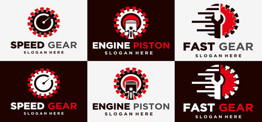 Mechanical technology logo racing automotive logo engine mechanic logo workshop location