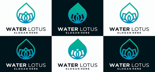 Beautiful lotus flower water logo simple and elegant luxury flower logo for beauty logo