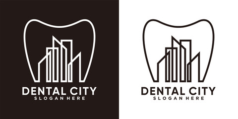 dental and city logo design with creativ concept and line art style