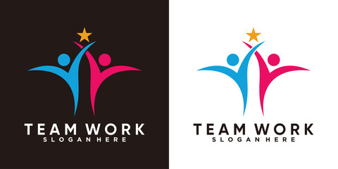team work logo design with creativ concept