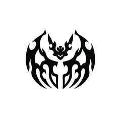 Tribal Bat Logo. Tattoo Design. Stencil Vector Illustration