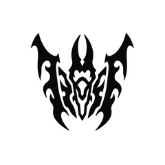 Tribal Bat Logo. Tattoo Design. Stencil Vector Illustration