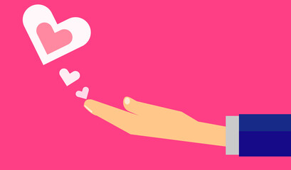 Men expressing love. Vector image of a heart.