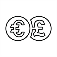 Business, pound, coins, dollar outline icon. Line art vector.