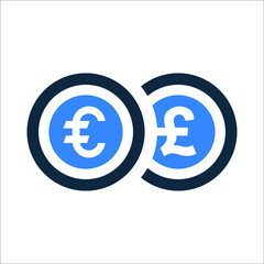 Fototapeta premium Business, pound, coins, dollar icon. Simple editable vector design isolated on a white background.