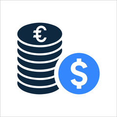 Coins, dollar icon. Simple editable vector illustration.