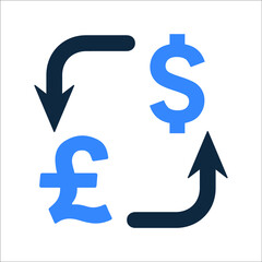 Currency conversion, dollar, money icon. Simple editable vector design isolated on a white background.