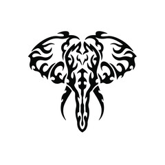 Tribal Elephant Logo. Tattoo Design. Stencil Vector Illustration