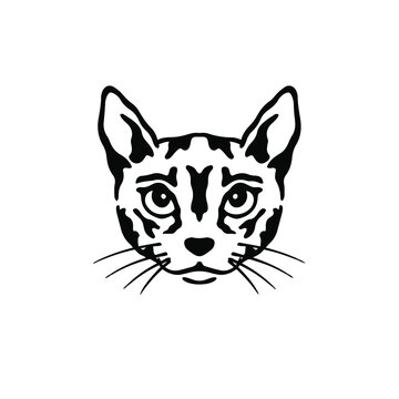 Cat Symbol Logo. Tribal Tattoo Design. Stencil Vector Illustration