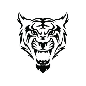Tiger Symbol Logo. Tribal Tattoo Design. Stencil Vector Illustration