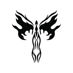 Phoenix Bird Logo. Tribal Tattoo Design. Stencil Vector Illustration