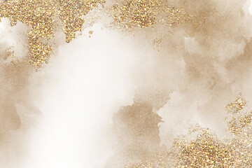 Watercolor Beige and Gold Digital Background