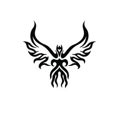 Phoenix Bird Logo. Tribal Tattoo Design. Stencil Vector Illustration
