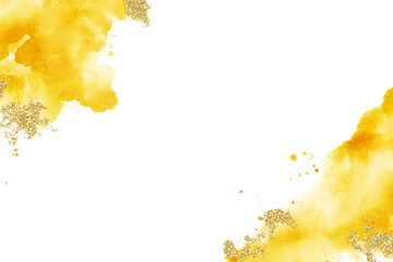 Yellow and Gold Watercolor Border Background