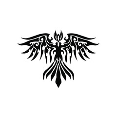 Phoenix Bird Logo. Tribal Tattoo Design. Stencil Vector Illustration