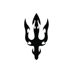Trident Symbol Logo. Tribal Tattoo Design. Stencil Vector Illustration