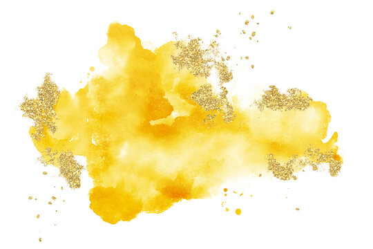 Yellow and Gold Watercolor Splash Abstract