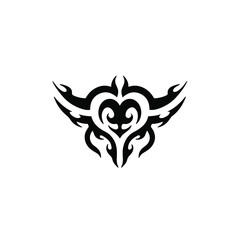 Fototapeta premium Heart Love Symbol Logo on White Background. Tribal Stencil Tattoo Design Concept. Flat Vector Illustration.